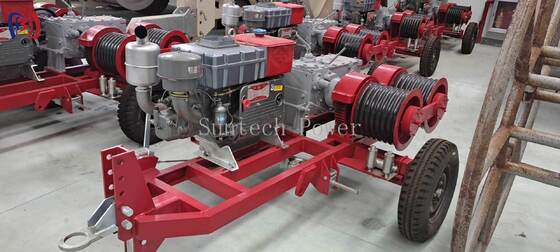 Double Drum Winch for Simultaneous Cable Pulling and Tensioning in Power Transmission Line Construction