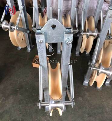 OPGW'nin hasarsız kurulumu için kondüktif olmayan tasarımlı profesyonel topraklama rulo ipleme bloğu ve 508mm şef çapı