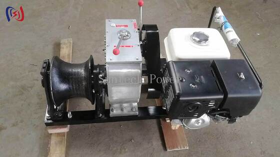 Profesyonel 4.04-9.6KW güçlü vinç, güç hattı çalışmalarında ağır yüklü kablo çekme ve kondüktör ipi için