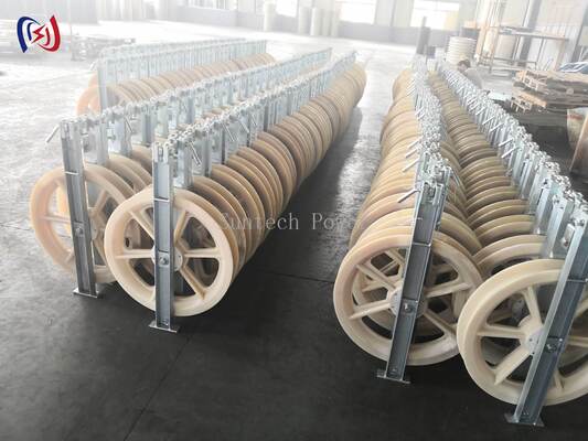 Profesyonel 822 Serisi MC Nylon Sheave ile Yüksek Gerginlik İpleme Bloku, 150KN Rated Load Overhead Power Line İnşaatı için