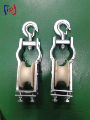 Profesyonel oturma ve asma tipi çift kullanımlı ipleme bloğu, 5-20KN nominal yükü ve hava hattı kurulumunda kullanılan 80x50mm küre boyutu ile