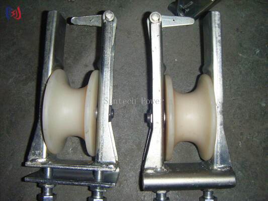 5-20KN yükü ve galvanizli çelik çerçeveli 25-400mm'lik iletkenler için çift kayışlı ip blokları