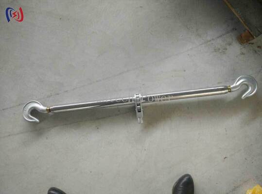 5-100KN nominal yükü, sıcak daldırılmış galvanize bitirme ve güç hattı germe için ayarlanabilir mesafe 250-600mm ile Çift Kanca Çelik Turnbuckle