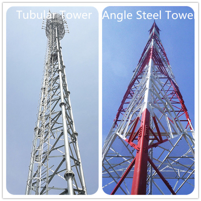 Borulu Q345B Q235B Çelik Kendinden Destekli Telekom Kulesi